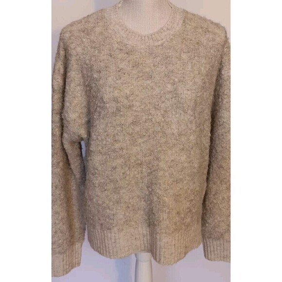 Broadway 38 Beige Boxy Polyester Wool Blend Cozy Warm Crew Neck Sweater Size M/L - Picture 2 of 9